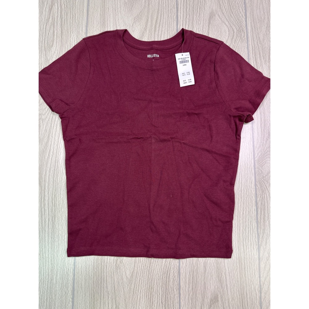 Hollister‎ Womens Crewneck Short Sleeve Tee Burgundy Red T-Shirt L